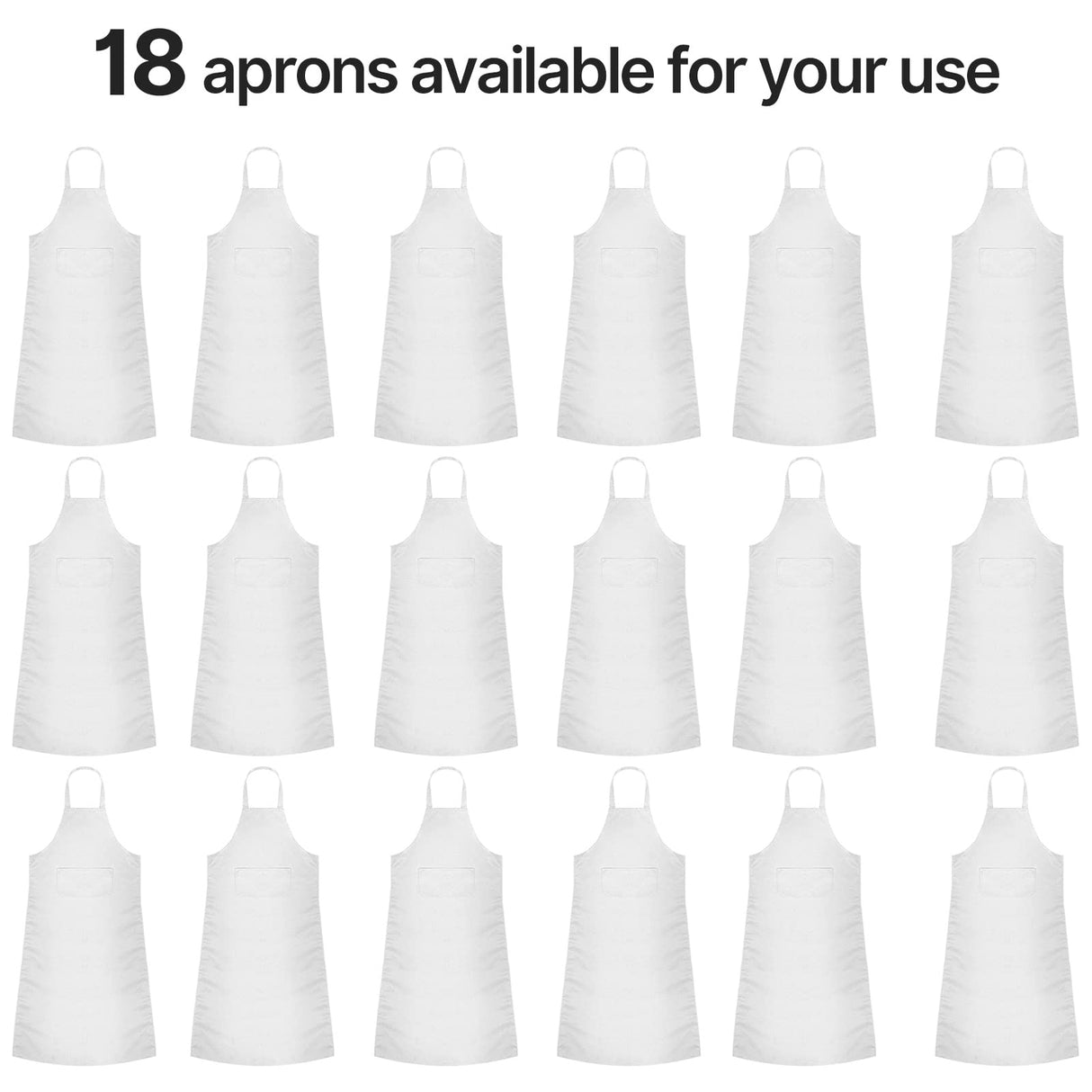 Syhood 18 Pack Bib Apron with Pocket Unisex Commercial Apron Kitchen Plain Bulk Chef Grill Cook Apron for Women Men Cooking Restaurant BBQ Painting Crafting(White) Syhood