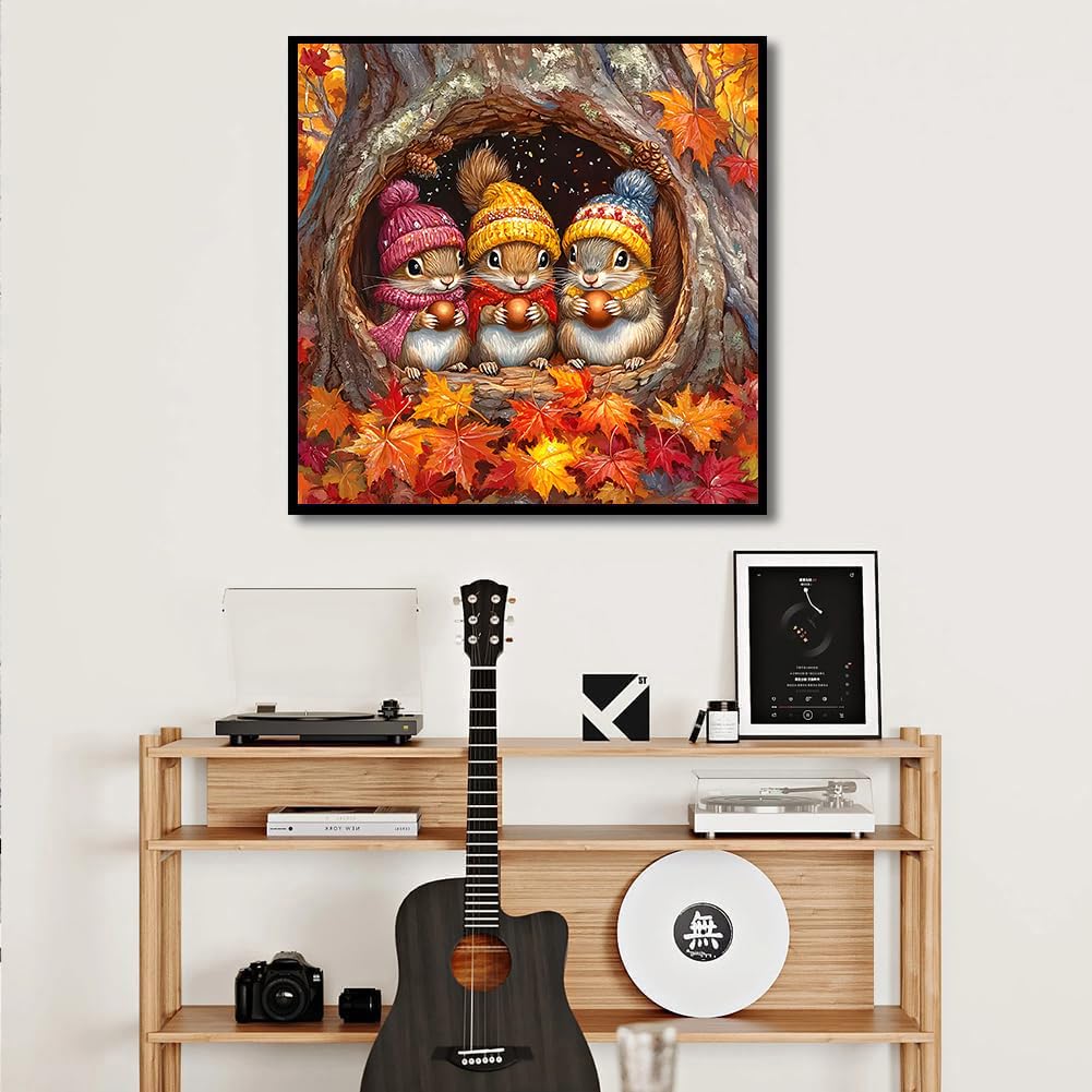 igoodom Diamond Art Kits for Adults, Fall Diamond Painting Kit, Full Drill Round Autumn Diamond Art Kits, DIY Gem Art and Crafts for Home Wall Decor Gift 14x14inch igoodom