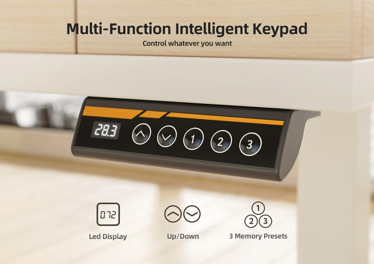 Claiks Standing Desk with Drawers, Electric Adjustable Standing Desk Adjustable Height, Sit Stand Up Desk with Storage Shelves & Wheels, 55 Inch White Claiks