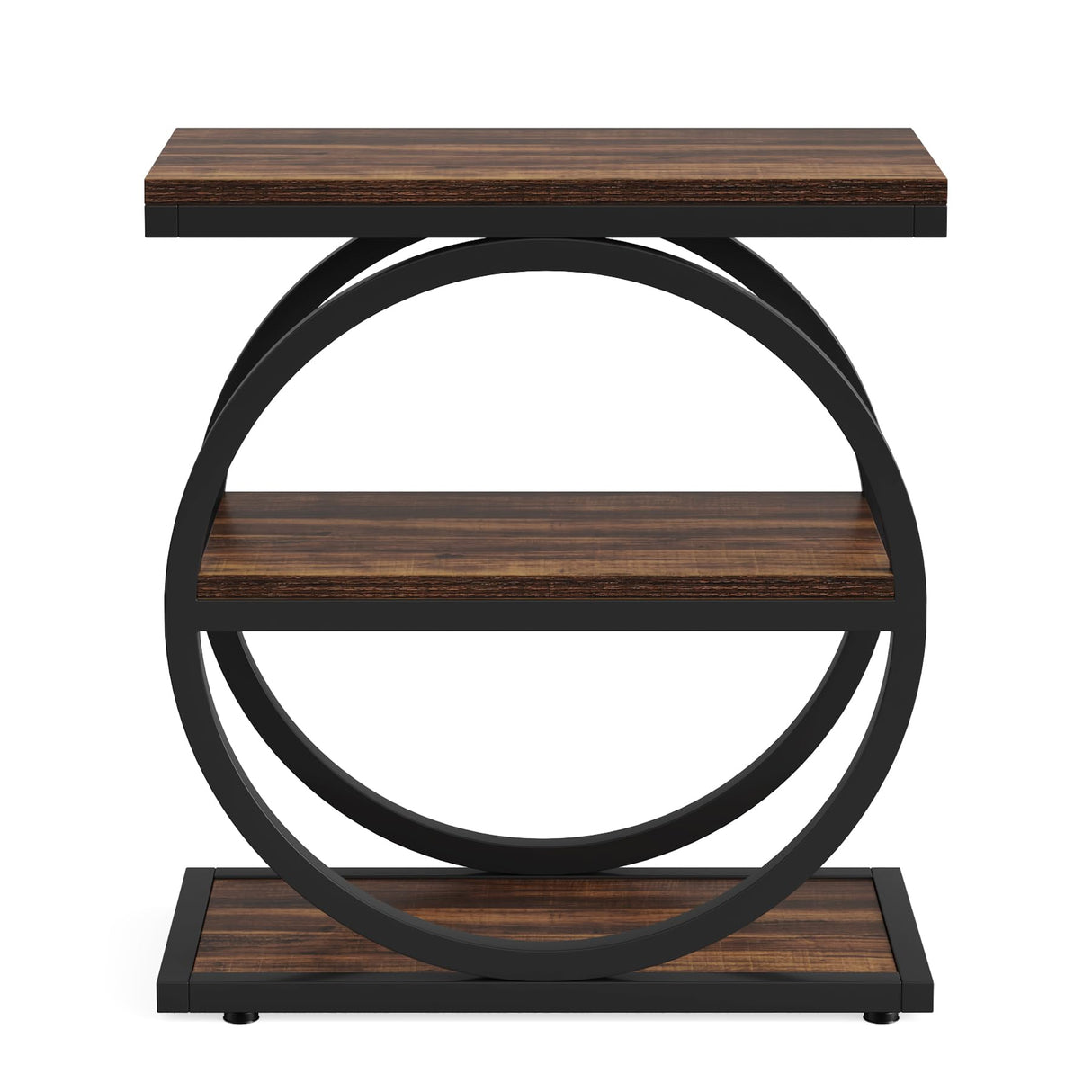 Tribesigns End Table Set of 2, Narrow End Table with 3 Storage Shelves, Wooden Side Table, Industrial Small Sofa Side Table for Living Room, Slim Nightstand and Bedside Table for Bedroom Tribesigns