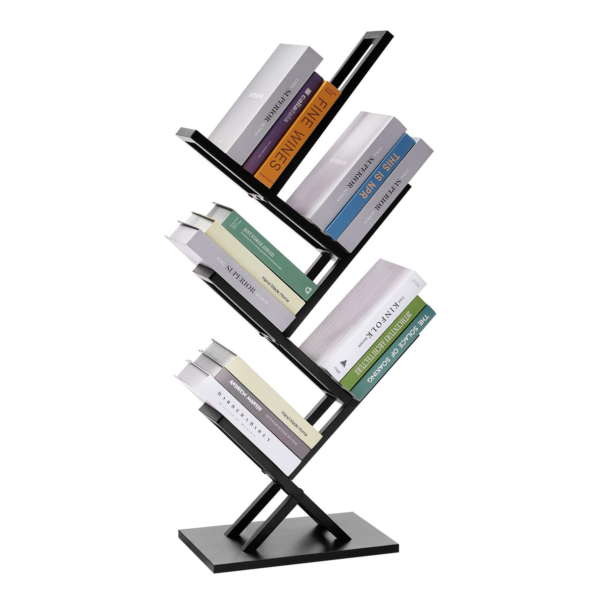 Ymesiyou 5 Tier Tree Bookshelf, Wisdom Tree Bookshelf, Modern Corner Book Shelfe, Small Bookshelf for Small Spaces, Utility Organizer for CDs/Books/Home Office/Living/Bedroom Room-Black Ymesiyou