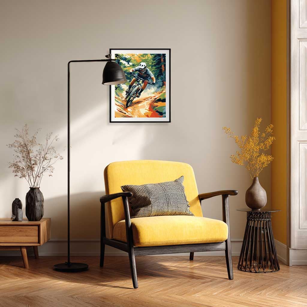 Cawpom Mountain Biking Paint by Numbers Kit for Adults, Bike Racing Paint by Number, Mountain Bike Acrylic Painting for Sports Lovers Gift & Home Wall Decor - Landscape(16x20inch, No Frame) Cawpom