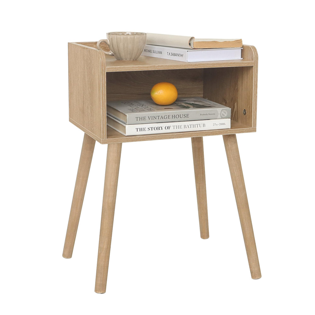 MaxSmeo Nightstand, Mid Century Modern Side Table Bedroom with Storage, Small End Bedside Table with Solid Wood Legs for Living Room, Office Small Spaces (Rustic Walnut) MaxSmeo