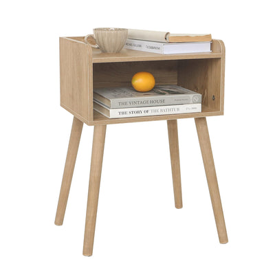 MaxSmeo Nightstand, Mid Century Modern Side Table Bedroom with Storage, Small End Bedside Table with Solid Wood Legs for Living Room, Office Small Spaces (Rustic Walnut)