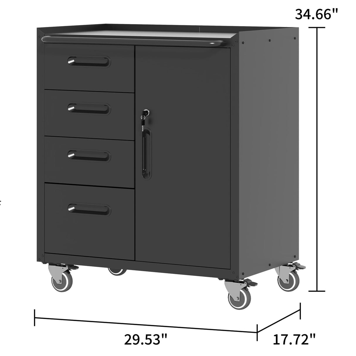 OPTYMIRA Mobile Tool Storage Cabinet with Wheels,Heavy Duty Rolling Tool Cabinets for Garage,Metal Storage Cabinets with 4 Drawer and 1 Locking Doors,Assembly Required OPTYMIRA