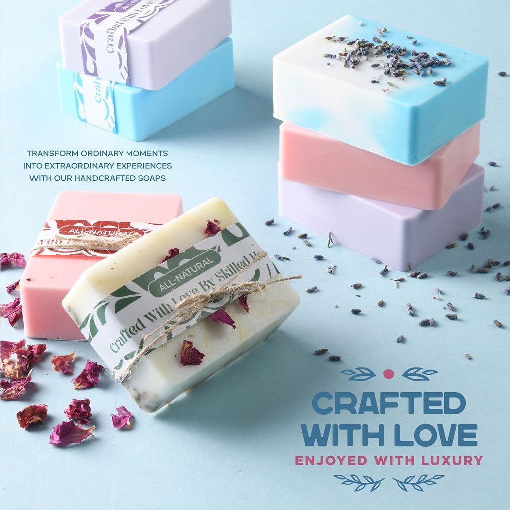 Soap Making Kit - Soap Making Supplies melt and Pour - DIY Set for Adults and Kids, Includes soap Base, Silicone molds, fragrances, Rose and Lavender Petals, by Prime Creations Prime Creations