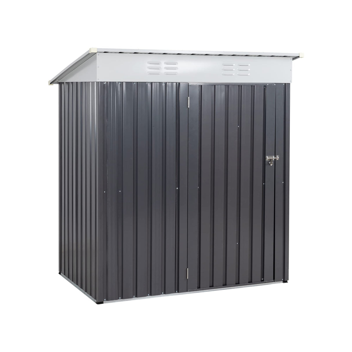 Vongrasig Outdoor Storage Shed, 6 x 4 FT Outside Metal Garden Shed with Window and Lockable Door, Waterproof Tool Shed for Backyard Patio, Lawn and Garden (Dark Gray) Vongrasig