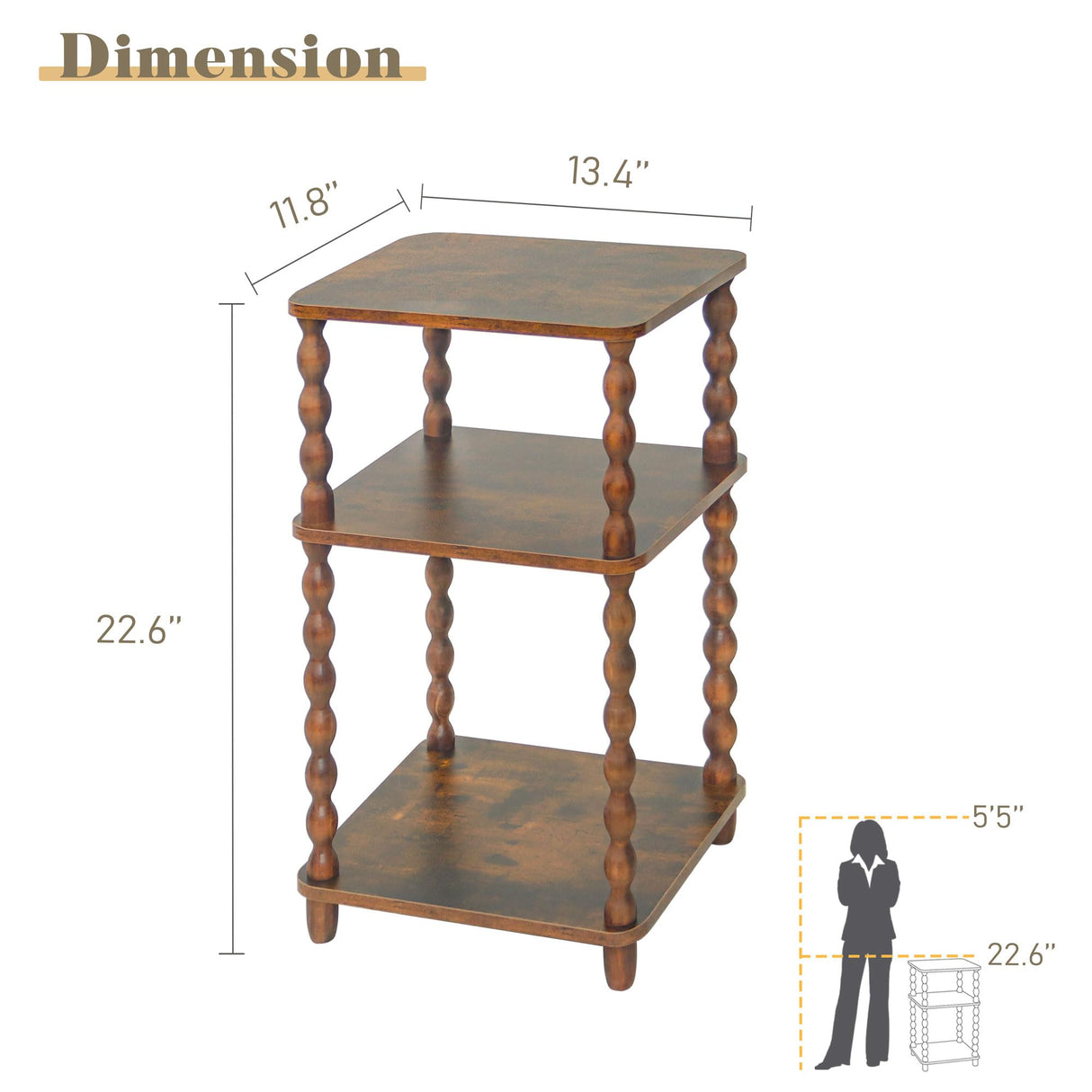 Fultyle Side Table, Small End Table with Storage Shelf, Modern Bedside Table Night Stand for Living Room, Bedroom, Office and Small Spaces (Rustic Brown) Fultyle