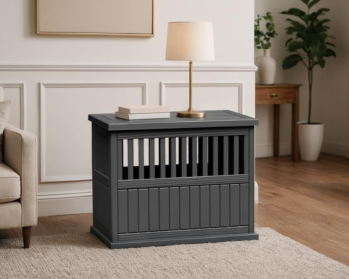 Vixzen Dog Crate Furniture for Small to Large Dogs,Decorative Resin Kennel Indoor,Multifunctional Dog Crate with Locking Buckle,End Table,Durable and Sturdy(Black 29.65 * 21.34 * 25.28) Vixzen