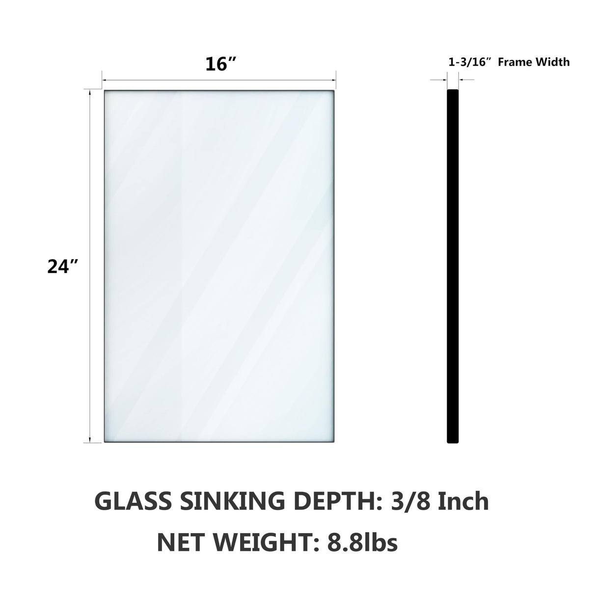 VocalStar 16 x 24 Inch Black Bathroom Mirror for Wall, Square Corner Rectangle Black Metal Framed Bathroom Vanity Mirror Modern Farmhouse, 1/4-inch Shatterproof Glass | Ultra-Flush Hanging VocalStar