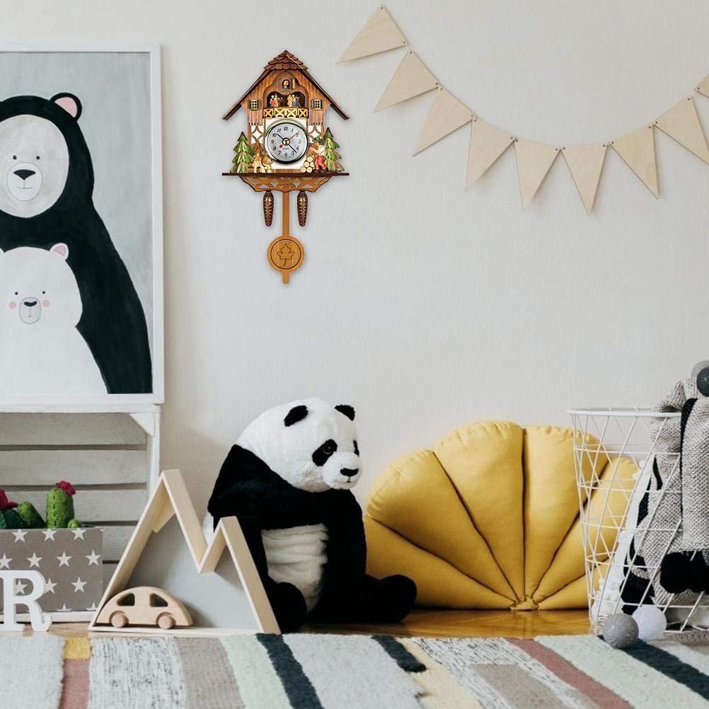 AUNMAS Antique Wooden Cuckoo Clock with Auto Swing Pendulum for Home Decor, Traditional Clock Antique Wooden Pendulum Quartz Wall Clock (CM001) AUNMAS