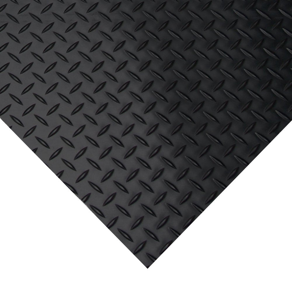 Rubber-Cal Diamond-Plate Rubber Flooring Rolls - 3 mm x 4 ft x 2 ft Rolls - Black Rubber-Cal