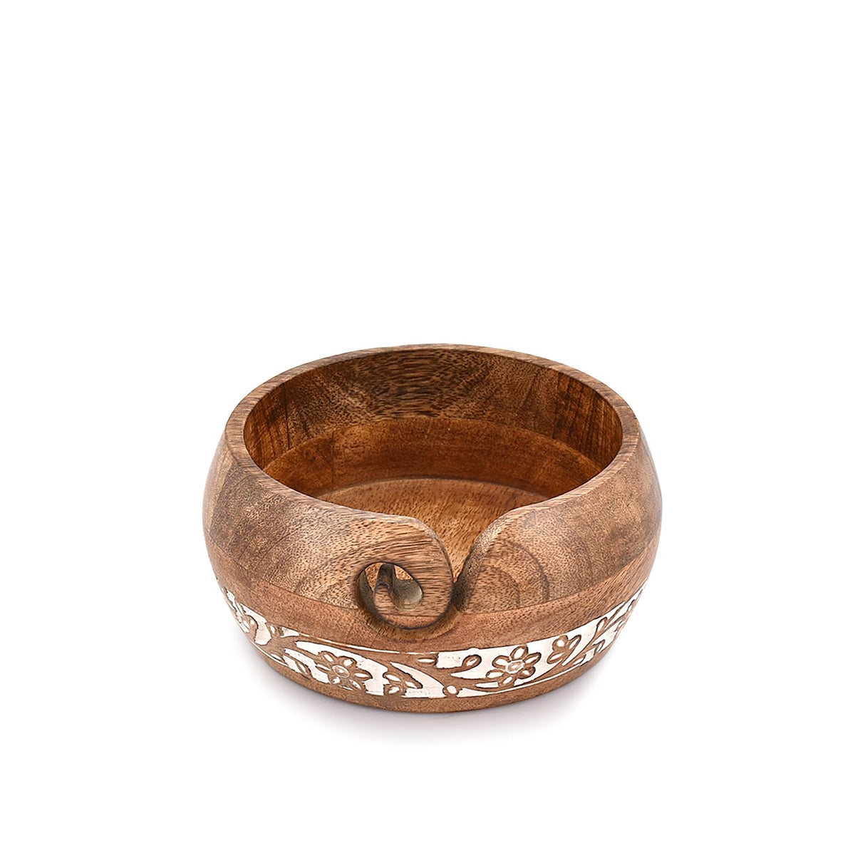 BHAVATU Yarn Storage Mango Wood Yarn Bowl for Crocheting | Crochet/Knitting Yarn Bowls Best Gift from Craft Supplies (6" x 6"x 3") BHAVATU