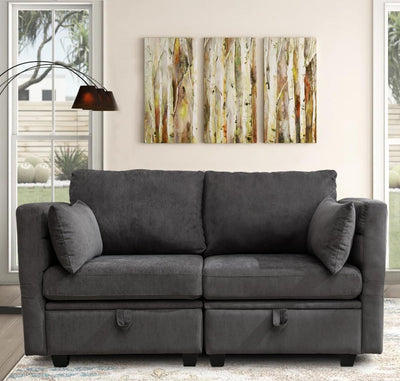 asunflower Loveseat with Storage Seats Modular Sectional Small Couch for Small Spaces with Reclining Arms and Backs 2 Seater Couch Mini Sofa Love Seat for Bedroom,Dorm Room, Living Room(Grey)