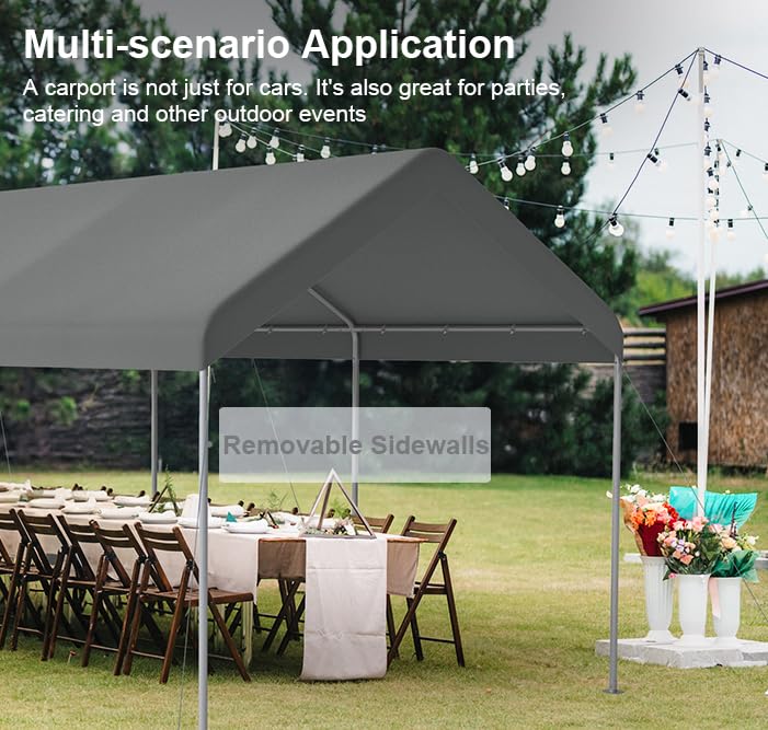GOJOOASIS Carport Tent Car Ports Party Tent Heavy Duty Portable Car Garage Tent Outdoor Gazebo Car Shelter (10’ x 20’) GOJOOASIS