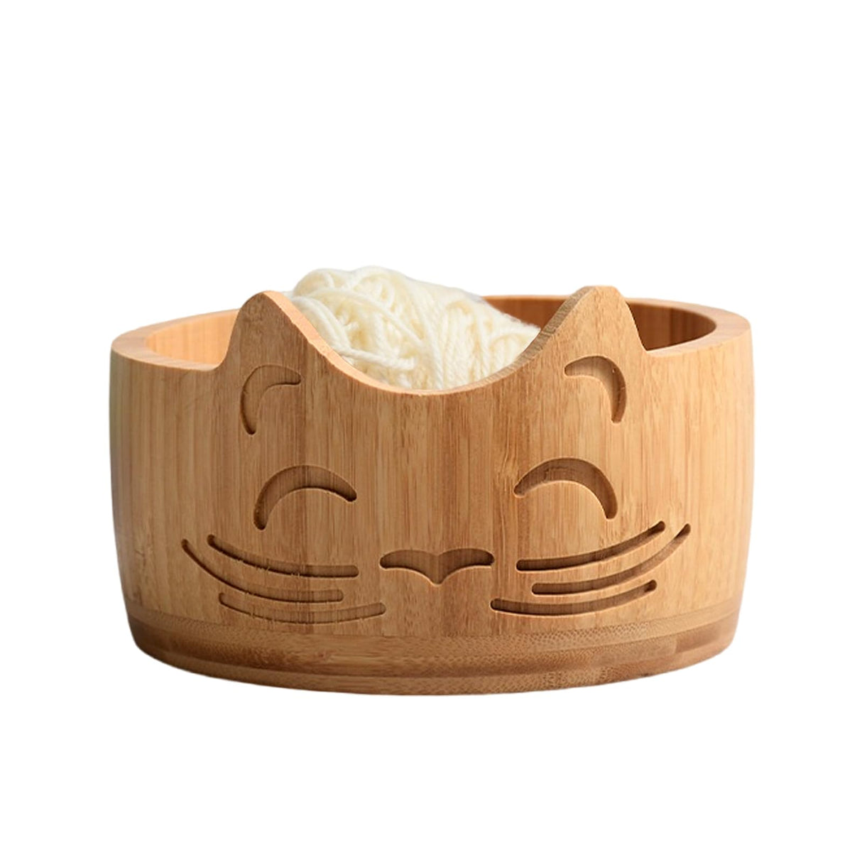 MIATTCLD Wooden Yarn Bowl for Crocheting, Knitting Bowl Yarn Holder Bowl with Holes, Yarn Storage Bowls for DIY Knitting and Crochet, 6.7" x 3.9" MIATTCLD