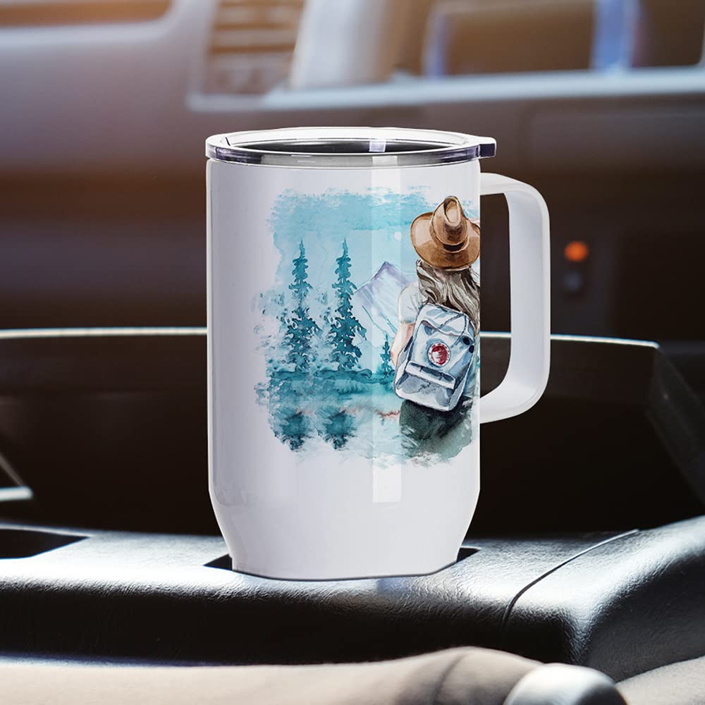 PYD Life Sublimation Tumblers Blanks 25 OZ White Coffee Travel Car Stainless Steel Tumbler Cups with Leakproof Lid and Handle, Sublimation Mugs for Cricut Mug Press and Tumbler Heat Press Print 2 Pack PYD Life