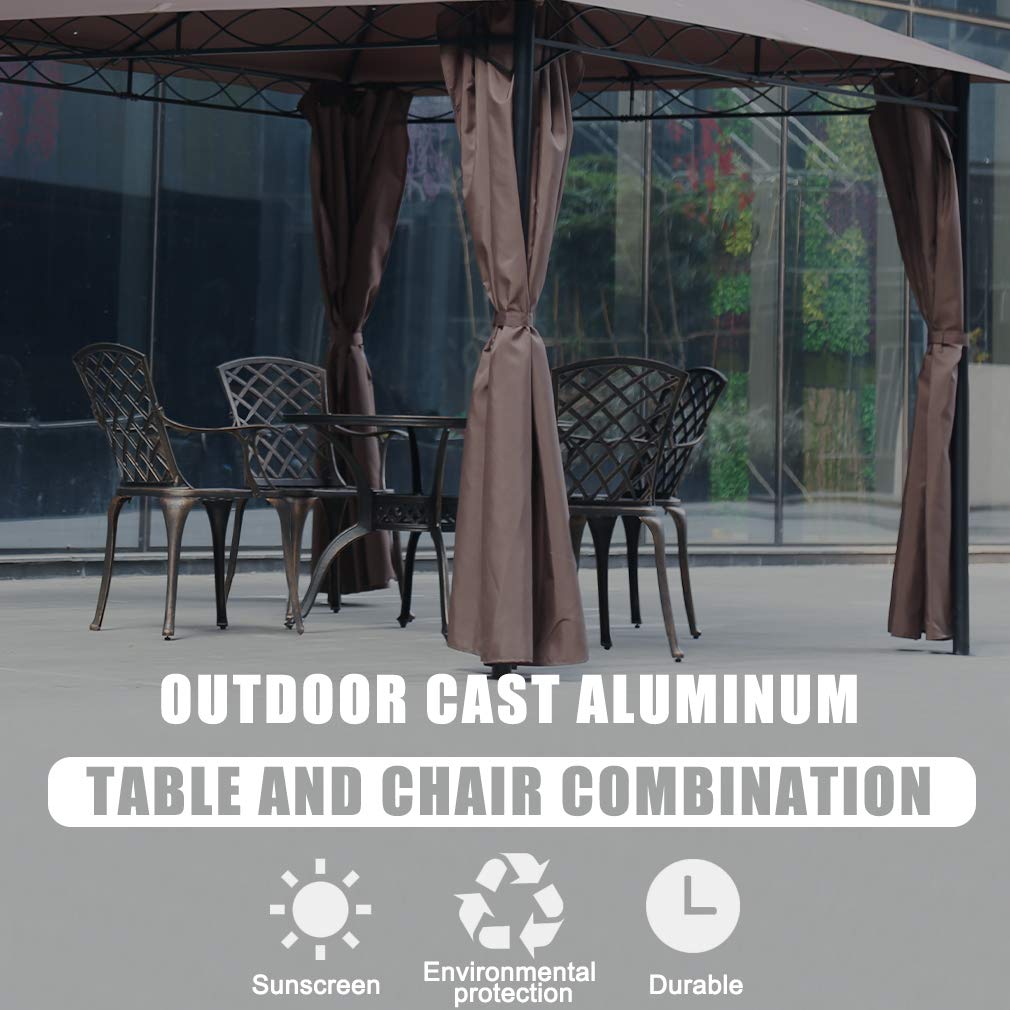 FDW Patio Table Patio Dining Table Outdoor Dining Table Wrought Iron Patio Furniture Patio Furniture Outdoor Table Weather Resistant(Round) FDW
