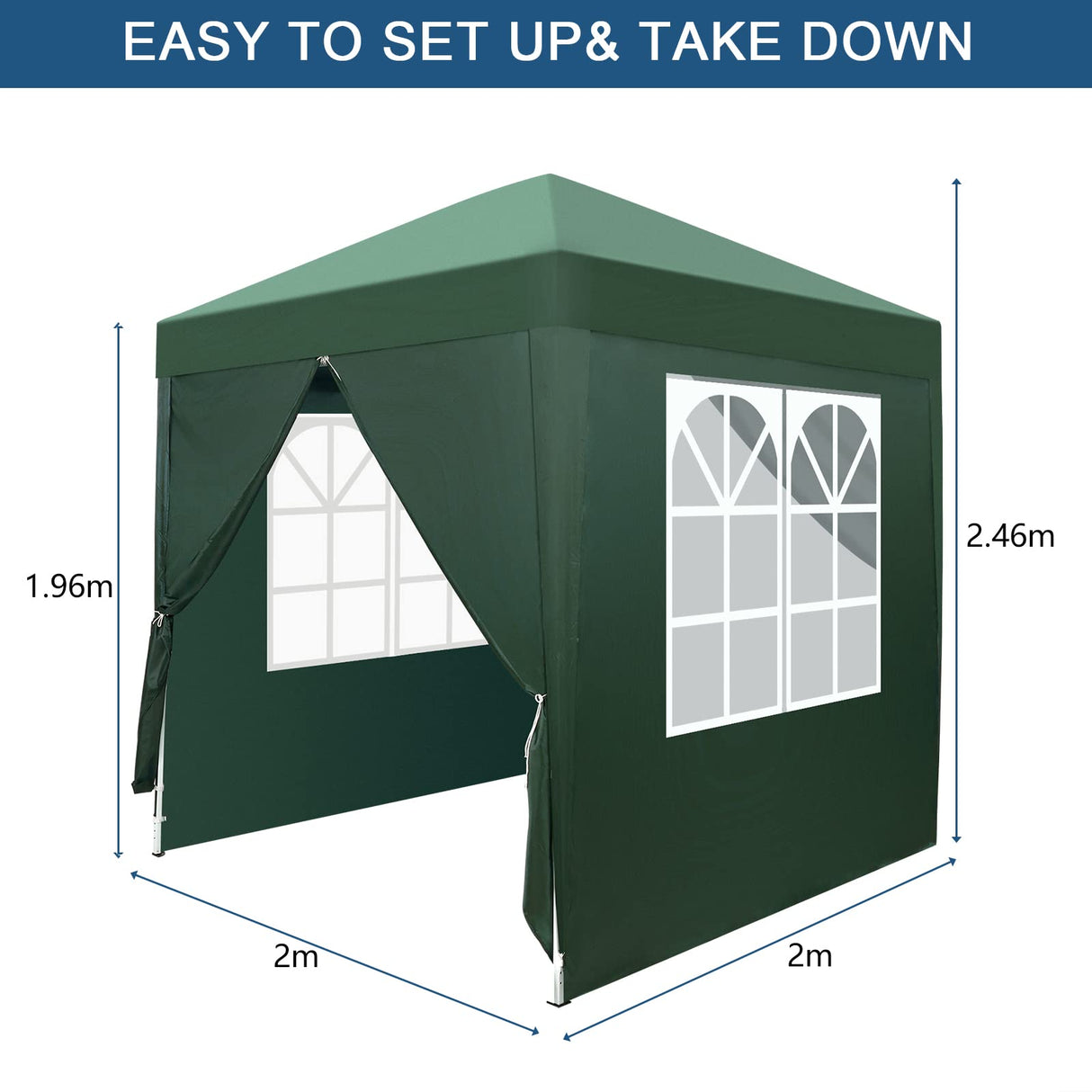 Outvita 6.5x6.5ft Pop Up Canopy Tent, Outdoor Instant Shelter Folding Canopy with 4 Side Walls and Carry Bag for Commercial Events, Party, Backyard BBQ, Camping Green Outvita