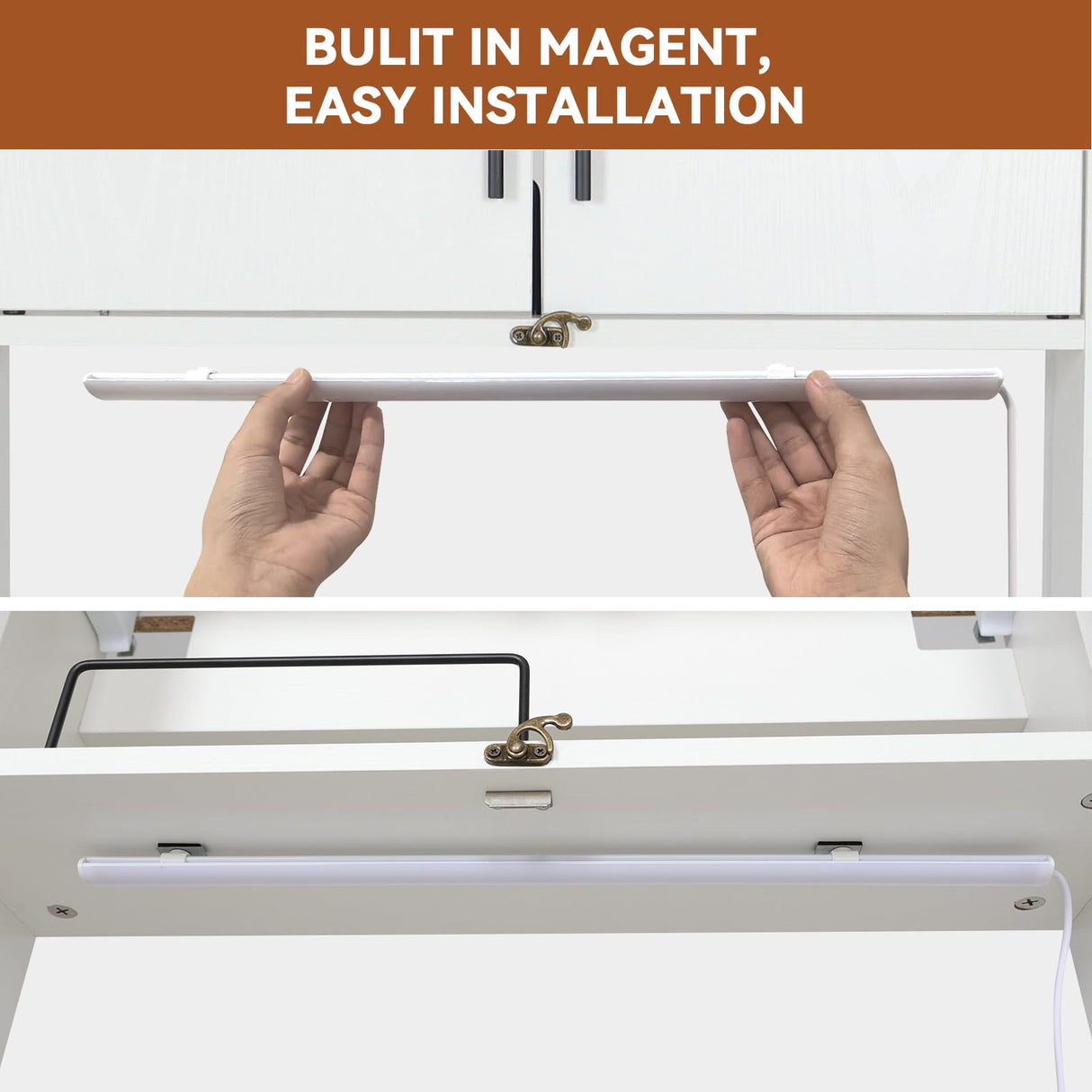 ARTETHYS Wall Mounted Desk with LED Light Multifunctional Fold Down Laptop Computer Table Writing Workstation with Storage Compartments Space Saving for Home Office ARTETHYS