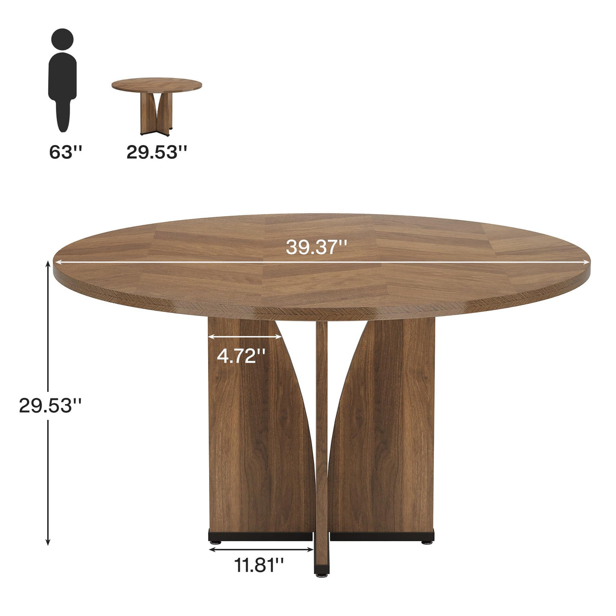Tribesigns 39" Round Conference Table for 4, Wooden Meeting Table for Training & Seminar, Modern Small Office Table for Negotiation, Multi-Purpose Business Tables for Conference Room (Brown) Tribesigns