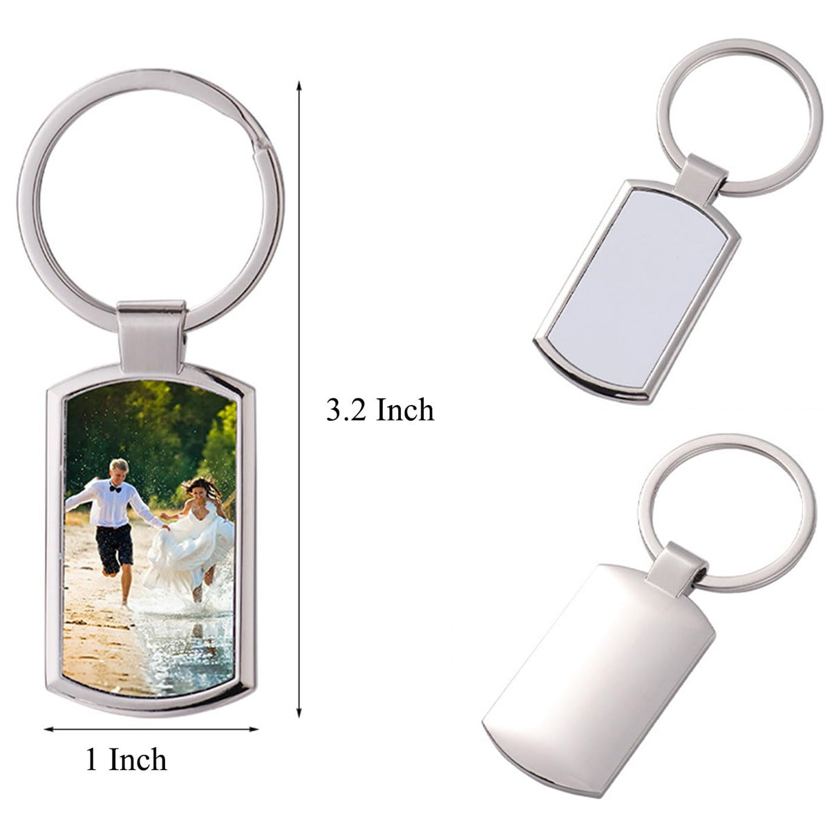 Joiit 10Pcs Sublimation Keychain Blanks Rectangle Bulk, Heat Transfer Press Key Chains with Keyrings for Photos, Laser Engraving Crafts Joiit