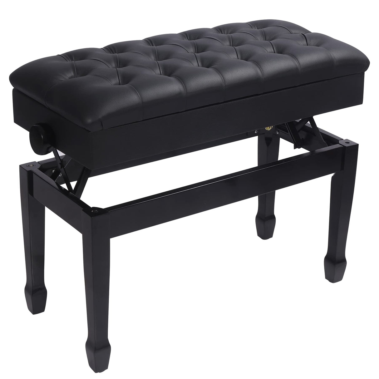 AKVOMBI Adjustable Duet Piano Bench with Storage, Heavy Duty Double Piano Benches with Leather Cushion, Black Piano Bench for Adults, 13.8" D x 31.5" AKVOMBI