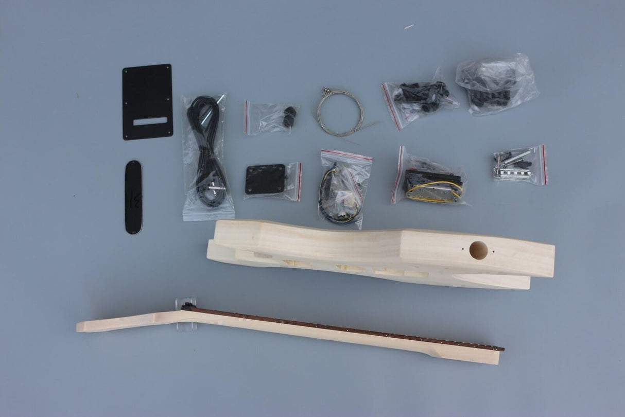 WUQIMUSC DIY electric guitar kits Basswood Guitar Body Mahogany Neck 24 fret 25.5 inch build on your own WoodArtSupply