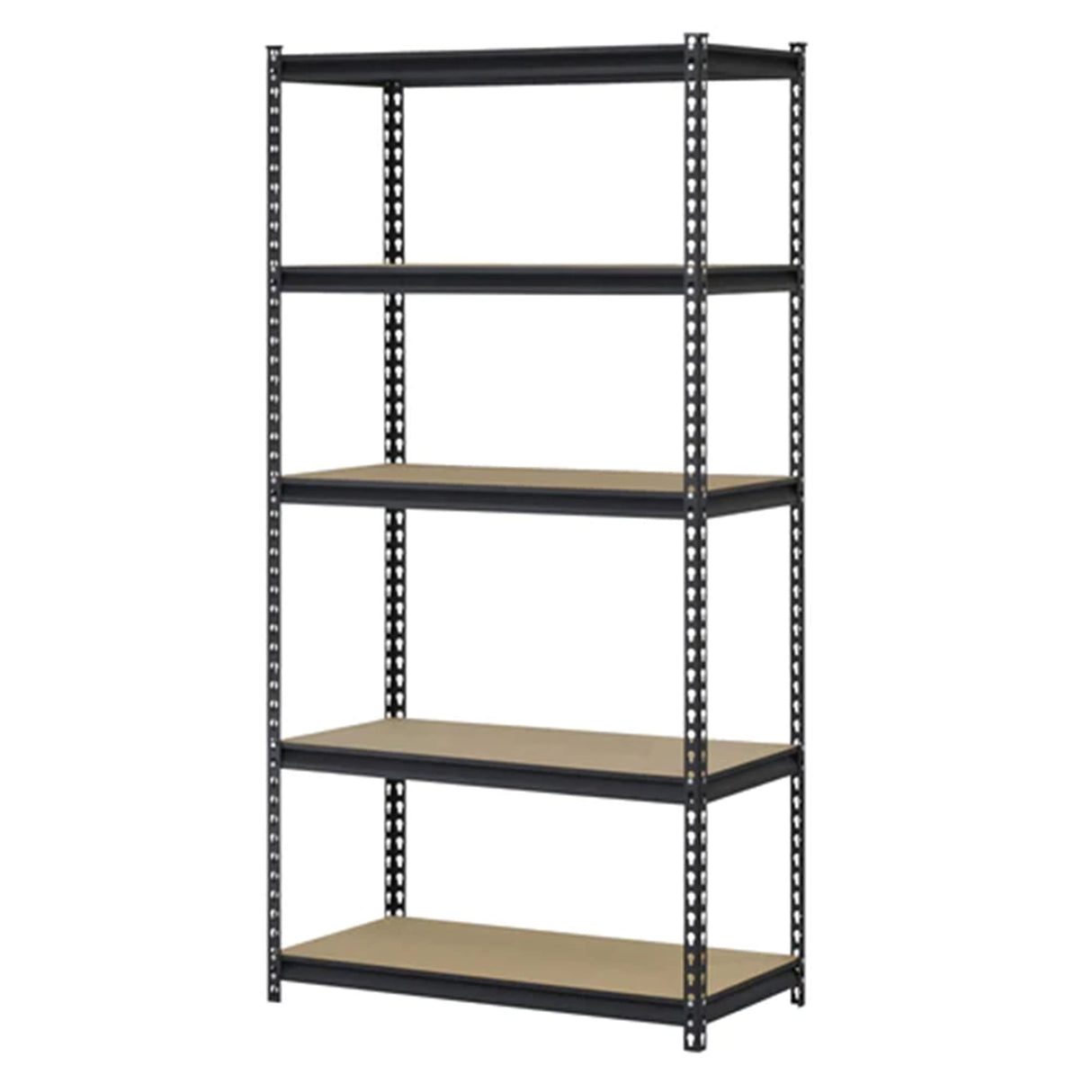 Juggernaut Storage Indoor Outdoor 72 Inch 5 Tier Steel Utility Shelving Unit with Adjustable Shelves for Warehouse, Laundry Room, and Garage, Black Juggernaut Storage