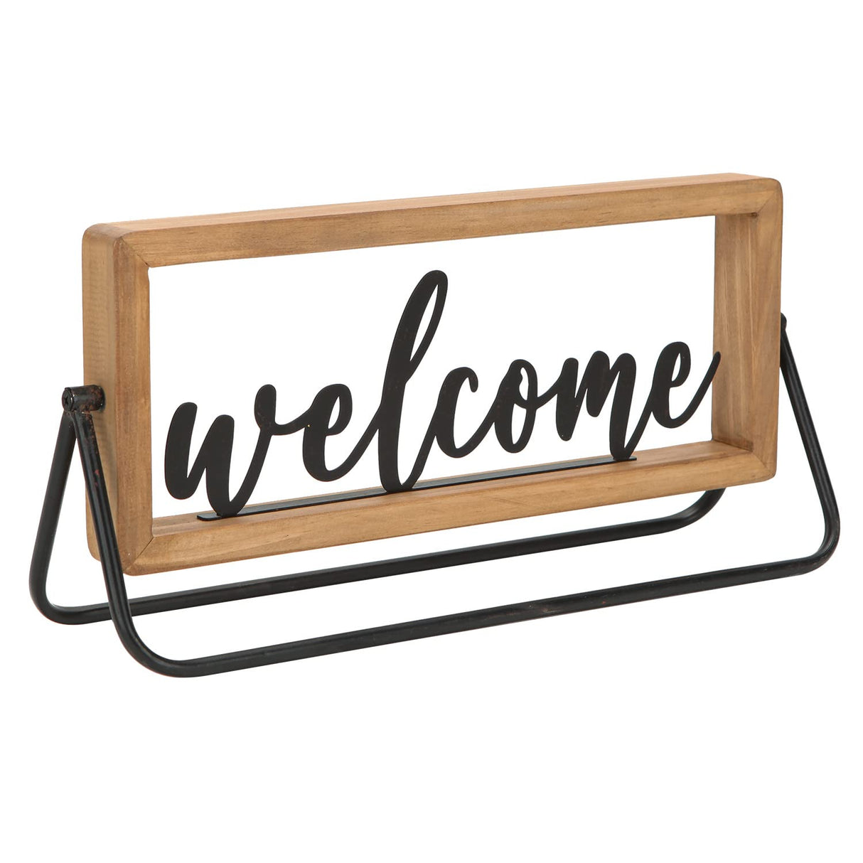 NIKKY HOME Rustic Wooden Home Sign Decorative Cutout Letters Freestanding Block Word Sign Hanging Ornament Table Shelf Decor (Welcome) NIKKY HOME