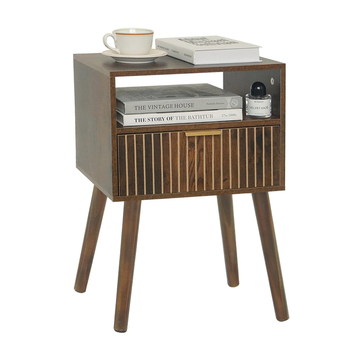 MaxSmeo Small Nightstand with Drawer, Mid Century Modern Bedside Table ...