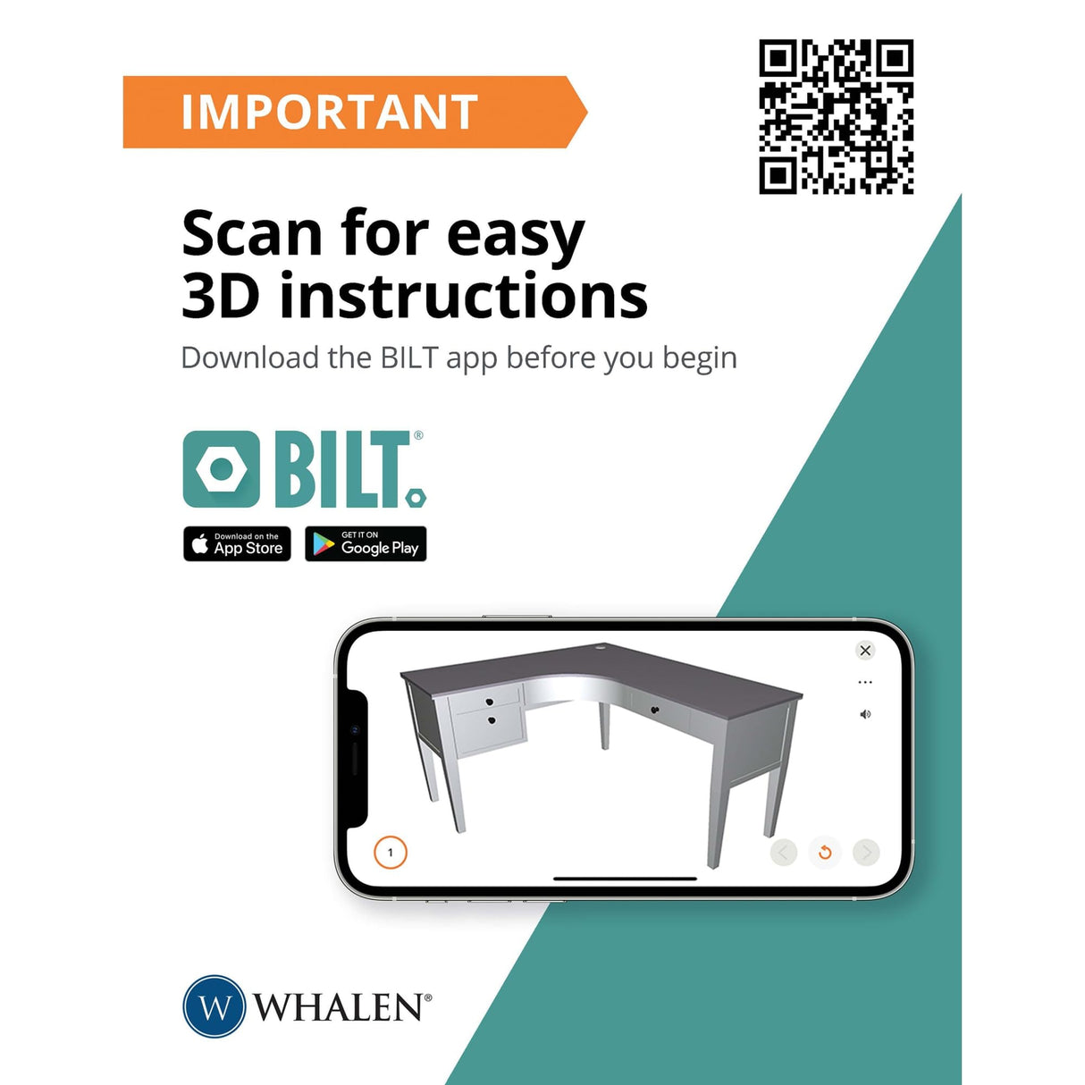 Whalen® Lagron 60" W Wood L-Shaped Corner Desk, Arctic White/Shadow Gray Whalen