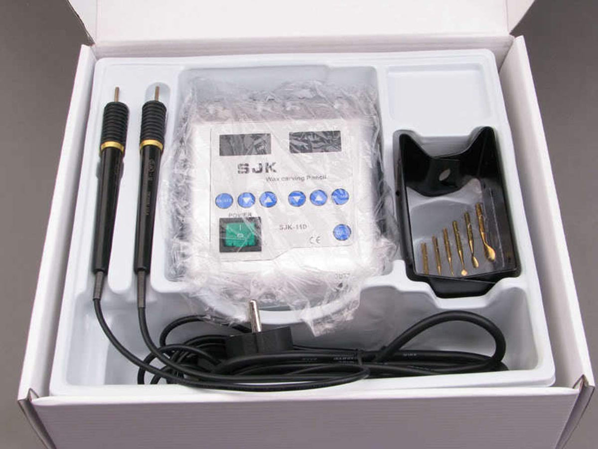Smiledt Electric Waxer Carving Knife Machine Double Pen and 6 Wax Tip Pot for Dental Lab Smiledt