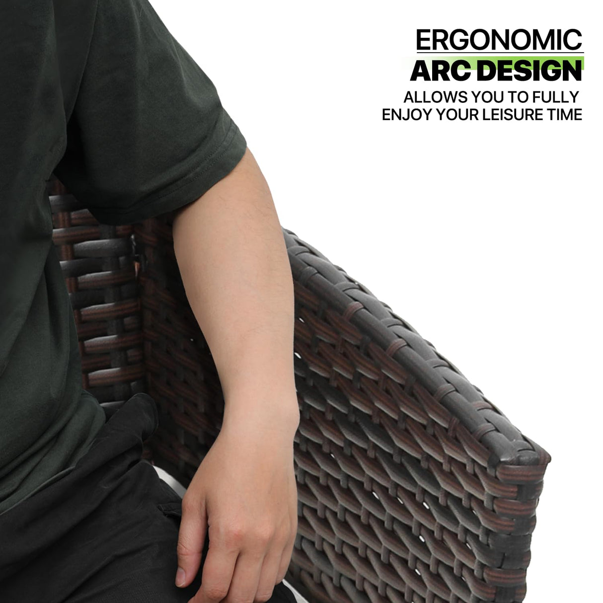 Magshion 5 Pieces Outdoor Patio Furniture Set with Thick Cushions, All-Weather Wicker Bistro Rattan Conversation Chairs with Glass Top Side Table for Garden Lawn Poolside Backyard Porch, 250lbs, Brown Magshion