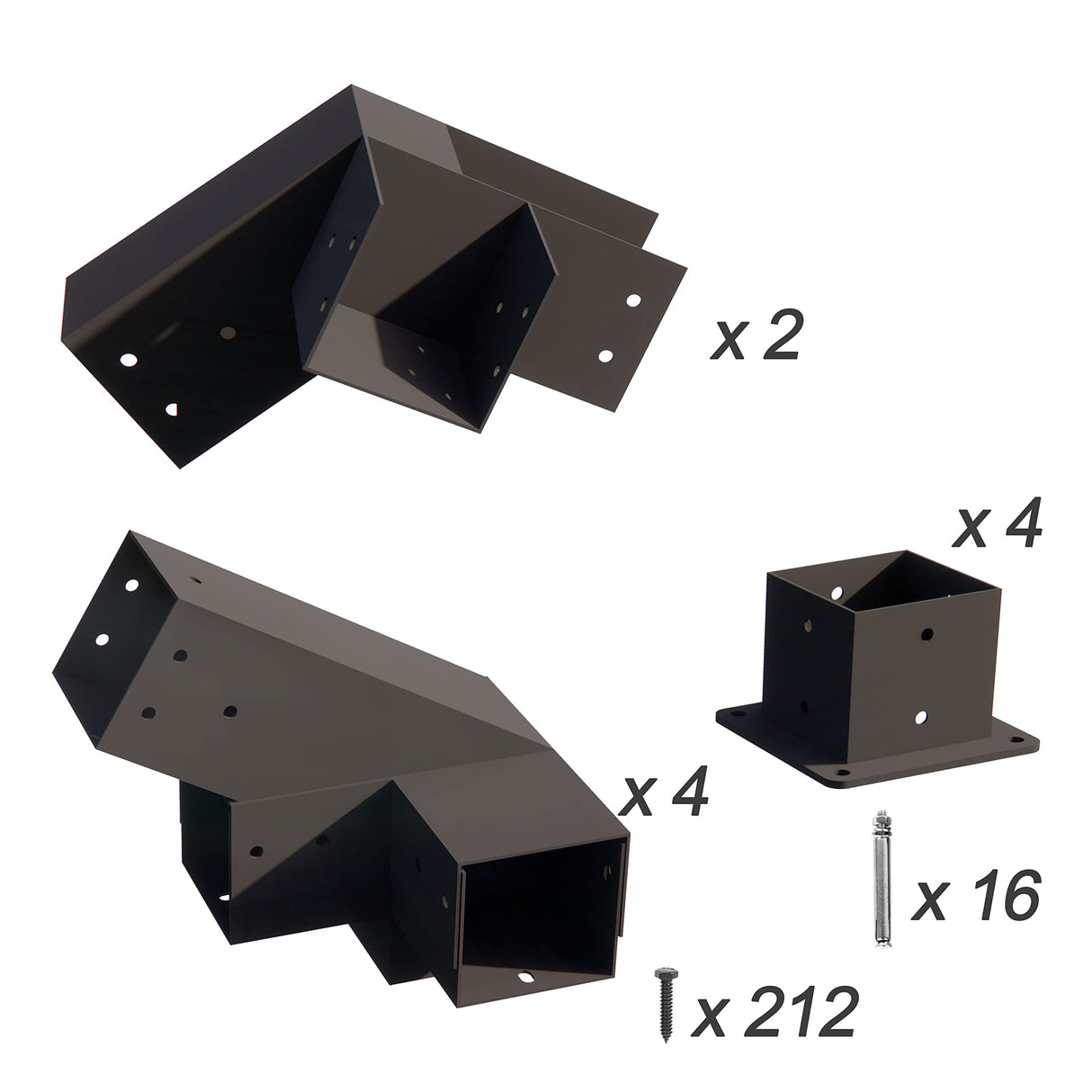 NatureIn Slanted Roof Pergola Brackets 4 x 4–Pergola DIY Bracket kit with Screws for Wood Beams,– Durable Steel Pergola Kit – Ideal for Wood Stand Pergolas, Gazebo, Sheds, Matte Black Coated NatureIn