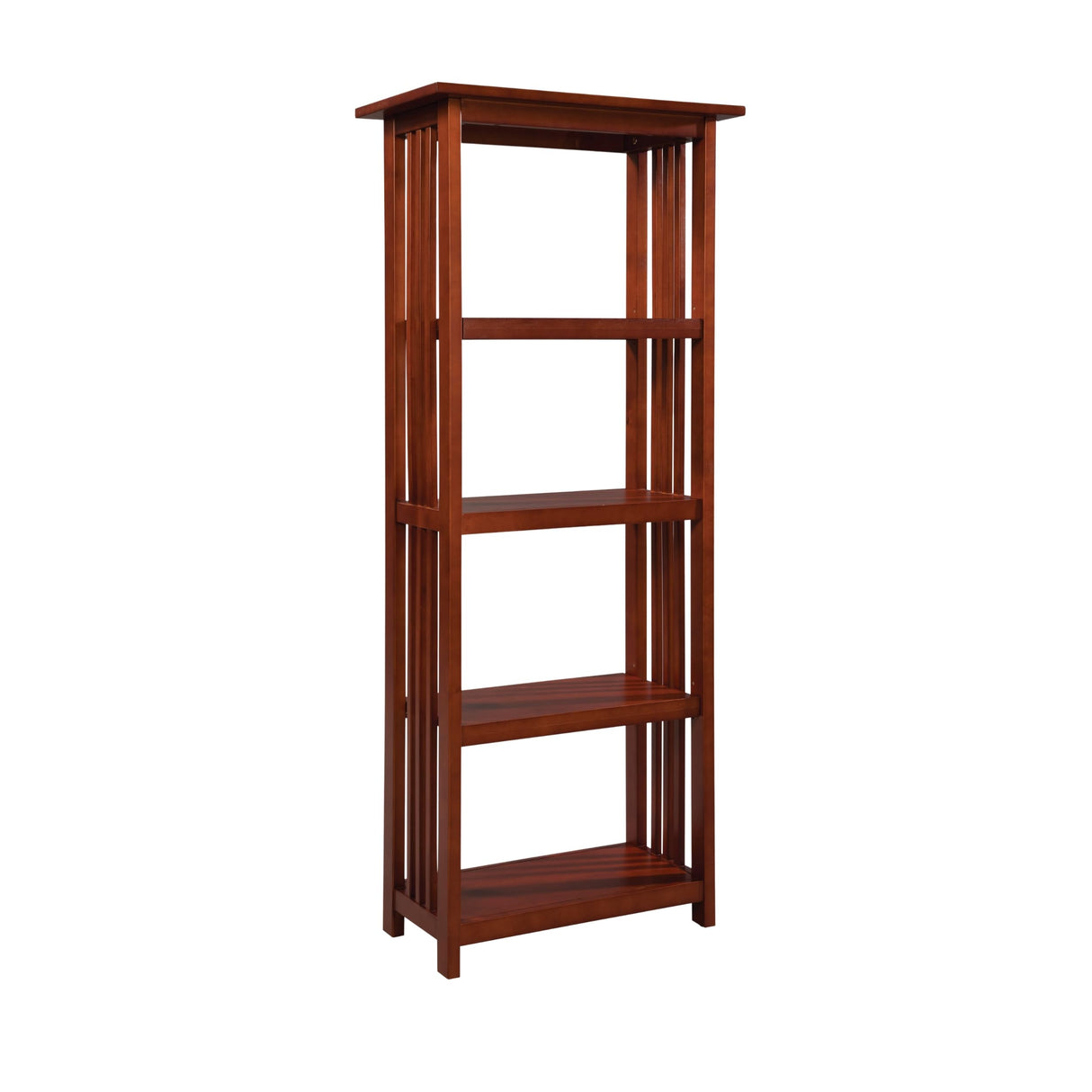 Mission 60-Inch Tall Wood Bookcase – 4-Tier Bookshelf with 2 Adjustable Shelves – Craftsman Style Vertical Storage for Living Room or Home Office by Alaterre Furniture (Cherry Finish) Alaterre Furniture