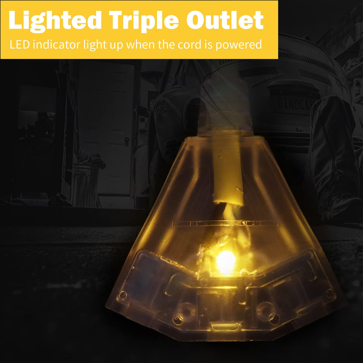 EP Retractable Extension Cord Reel,75 Feet 14 AWG/3C SJTOW Heavy Duty Power Cord,10 AMP Circuit Breaker, 3-Lighted Triple Outlets,Ceiling or Wall Mount Use Indoor/Outdoor, Yellow EP