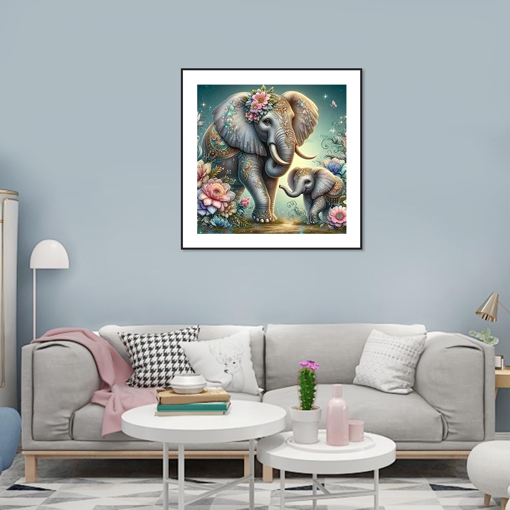 Anuver Elephant Diamond Painting Kits for Adults, 5D DIY Diamond Art Kits for Beginners, Full Drill Diamond Painting Kits for Home Wall Decor, 12x12 Inch Anuver