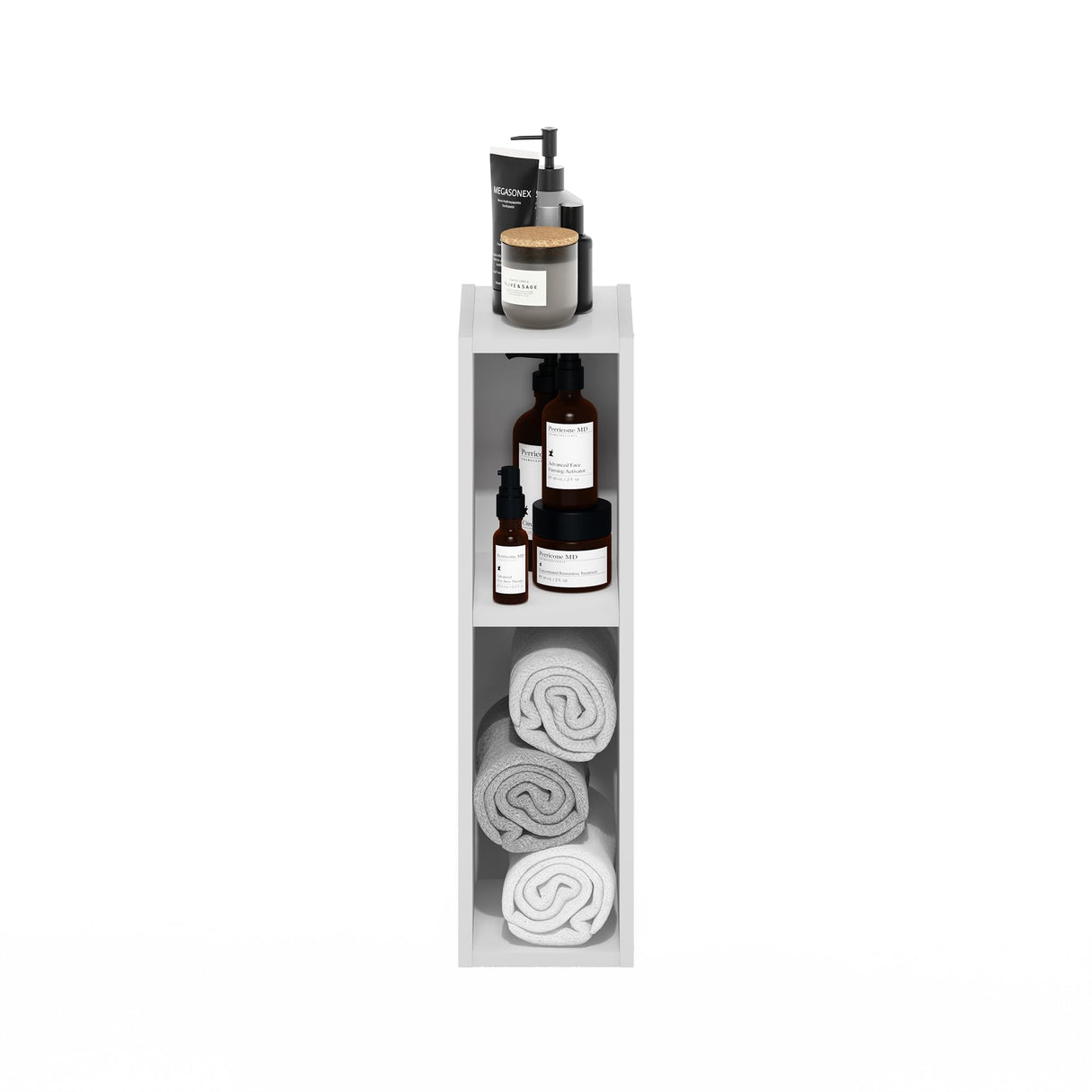 Furinno Fulda 2-Tier Space Saving Storage Shelf Bookcase, 6-Inch Width, White Furinno