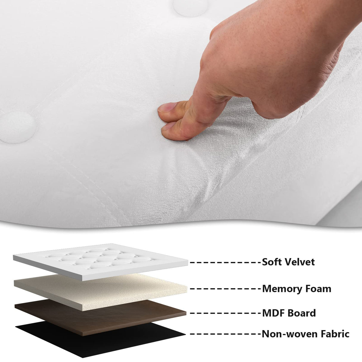 30 Inches Folding Storage Ottoman Bench, Velvet Storage Chest, Footrest Couch with Wooden Legs, Support 350lbs for Bedroom, Living Room, Hallway, White YOUDENOVA