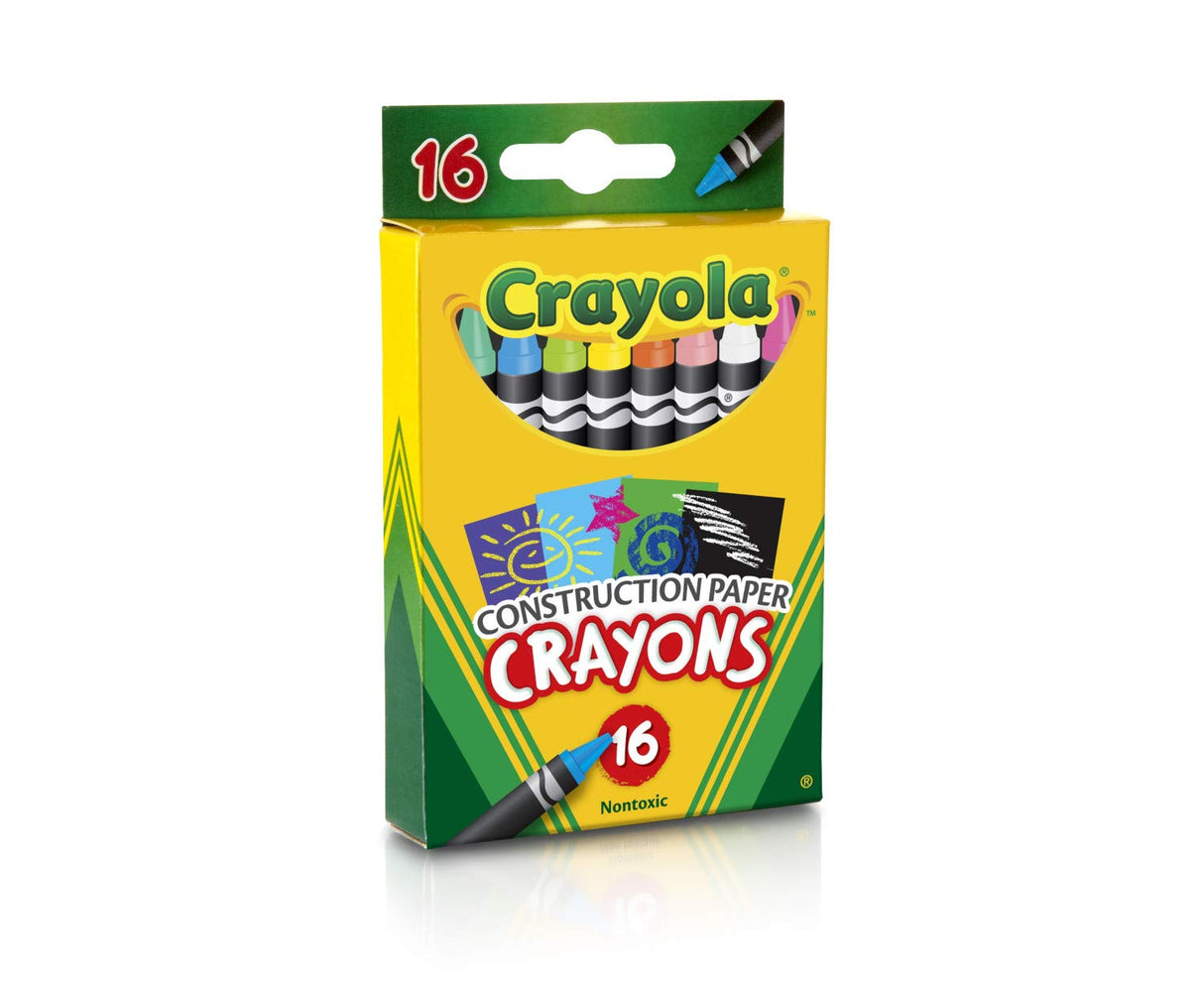 Crayola Construction Paper Crayons (16ct), Kids Crayons, Long-Lasting, Non-Toxic, Vibrant Colors for Kids Arts and Crafts, Ages 3+ Crayola