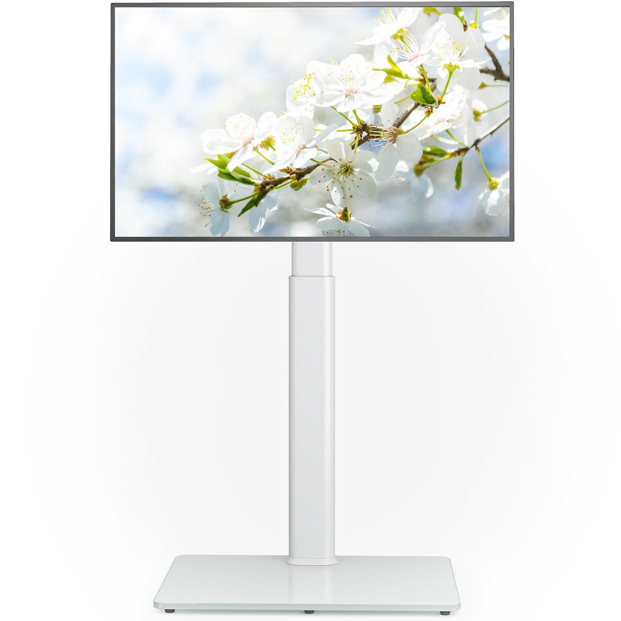 Universal Floor TV Stand with Mount 70 Degree Swivel 9 Level Height Adjustable and Space Saving Design for Most 27 to 65 inch LCD, LED OLED TVs, Perfect for Corner & Bedroom White AX1006TW AX WABER