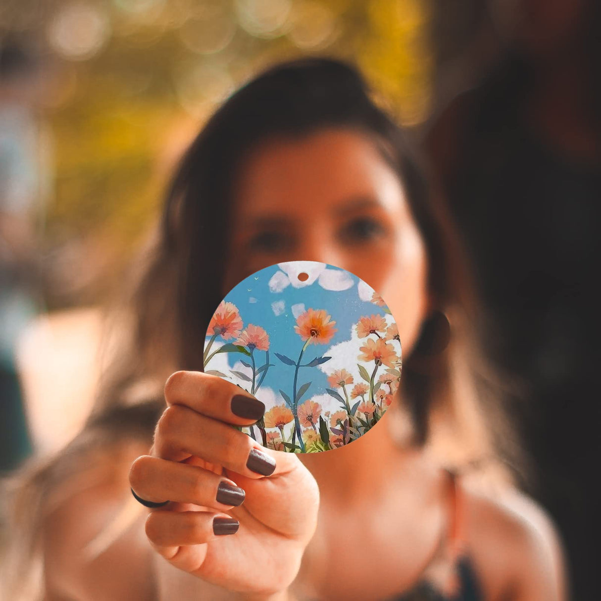 MAIKESUB 25 Pieces Round Sublimation Air Freshener Blank Sheets Car Scented Hanging Sheets Felt Air Freshener White Fragrant Sheets with 25 Pieces Bags and Elastic Rope for Car Interior Use and Decor MAIKESUB