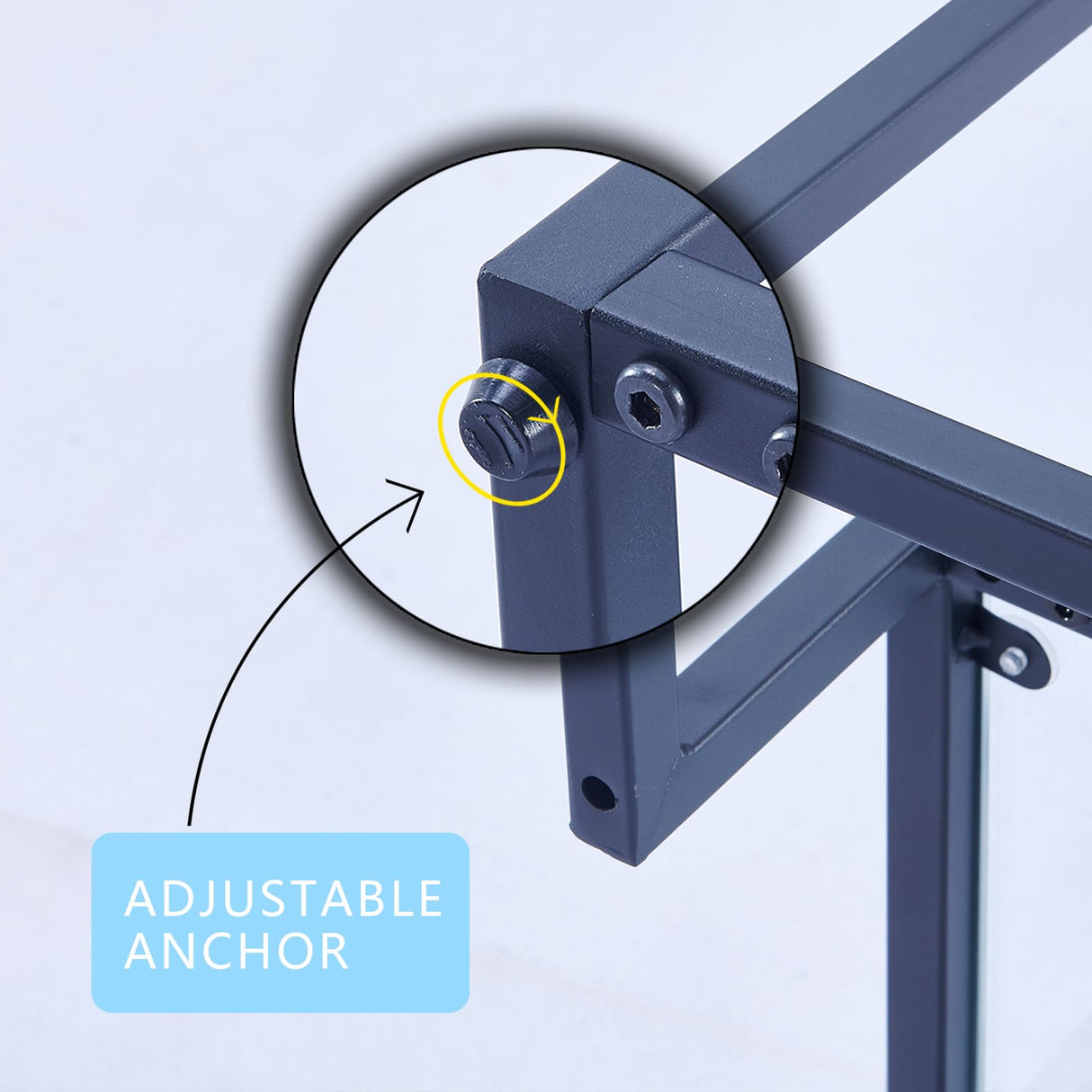 Kebynti 42" Rectangular Glass Coffee Table for Living Room, 2-Tier Center Tea Table with Metal Frame for Small Space, Apartment, Office (Black) Kebynti