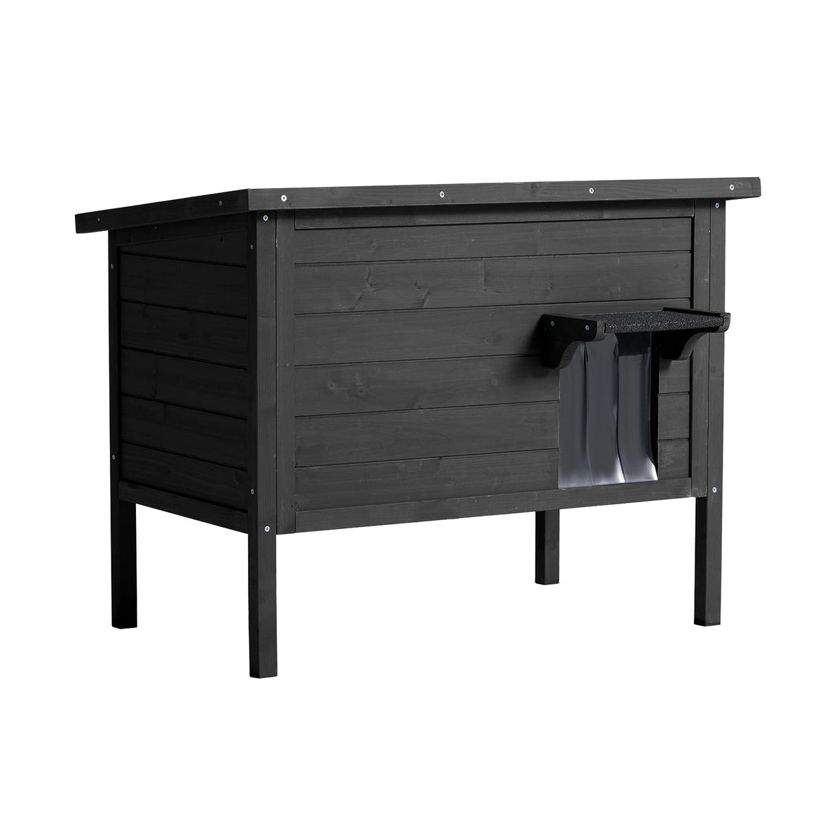 Ciokea Outdoor Cat House Weatherproof, Feral Cat House with Insulated All-Round Foam Wooden Cat Condos for Winter Outside, PVC Door Flaps(Black) Ciokea