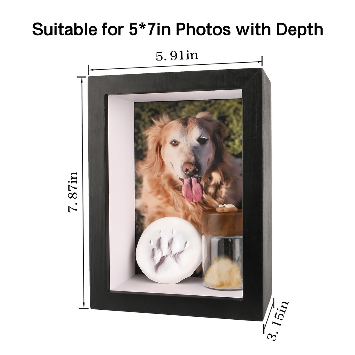 Dog Memorial Shadow Box Frame 5x7 with Paw Print Kit and Fur Keepsake Box Small Pet Memorial Frame Box for Dogs and Cats That Passed Pet Death Sympathy and Remembrance Gift for Pet Owners Yongvelin