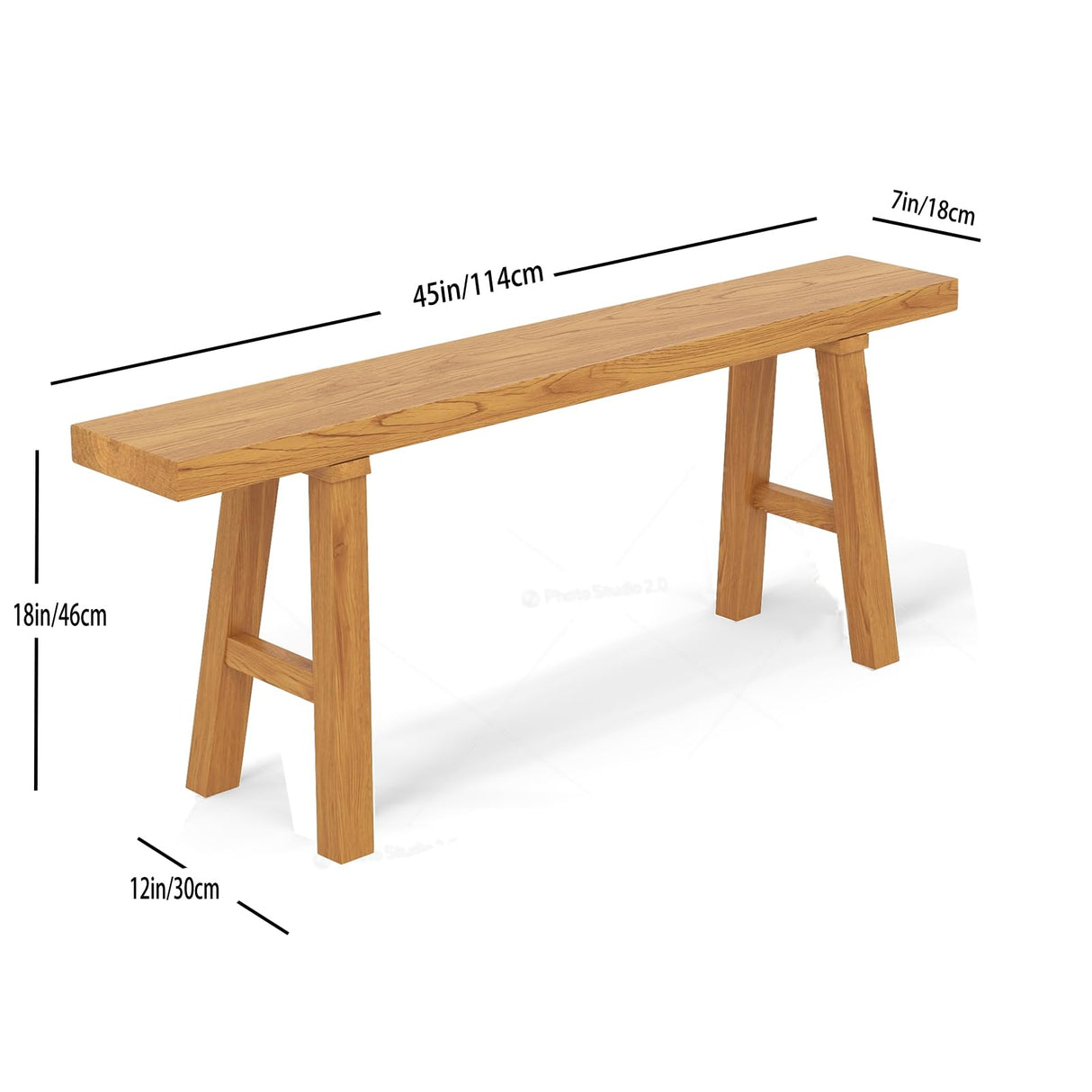 RUBAPOSM Handmade Solid Wood Noodle Bench 45 in Long Farmhouse Bench for End of Bed Entryway Slim Shoe Storage Stool Entry Stool Hallway Dining Farmhouse or Living Room RUBAPOSM