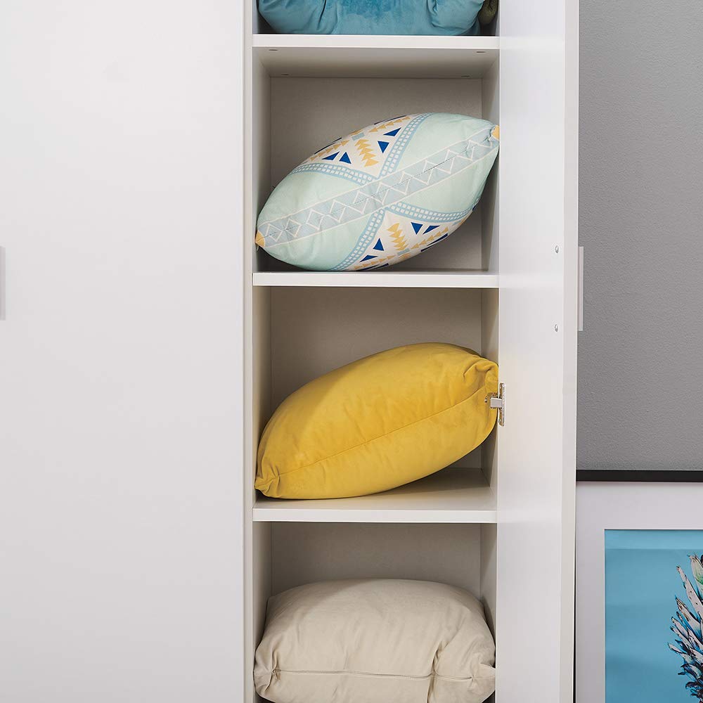 Panana 3 Door Armoires Wardrobe Closet with Clothes Hanging Rail, 6 Storage Shelves Cupboard Unit Bedroom Furniture Panana