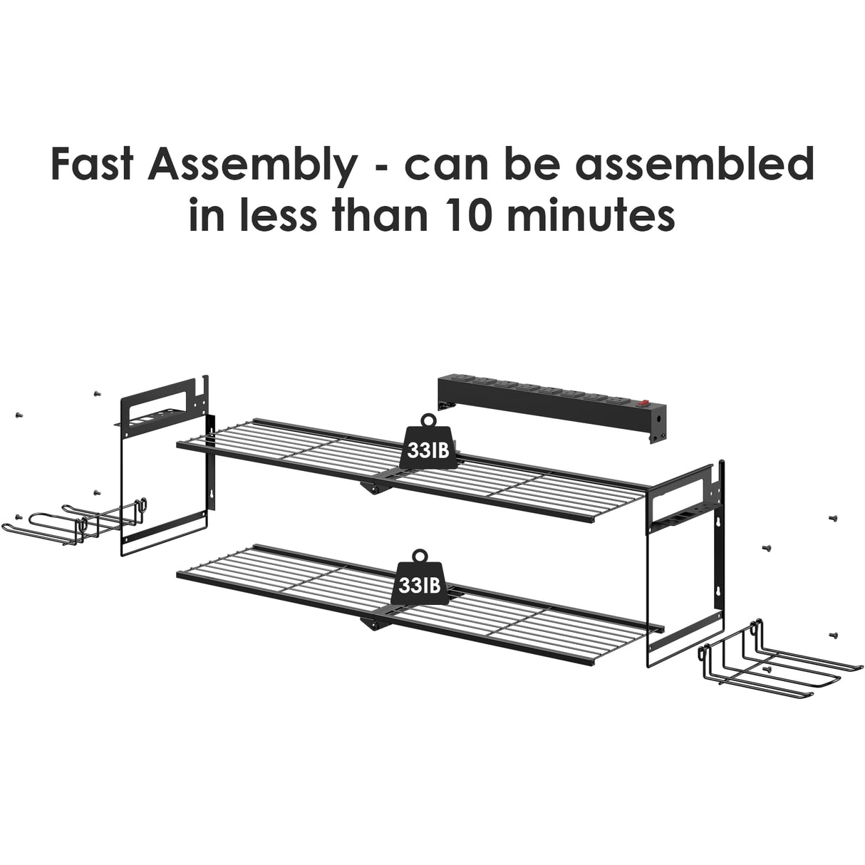 CCCEI Large Garage Tools Storage with Charging Station. Power Tool Battery Organizer Utility Shelf with Power Strip. 4 Drills Holder Wall Mount Rack. CCCEI