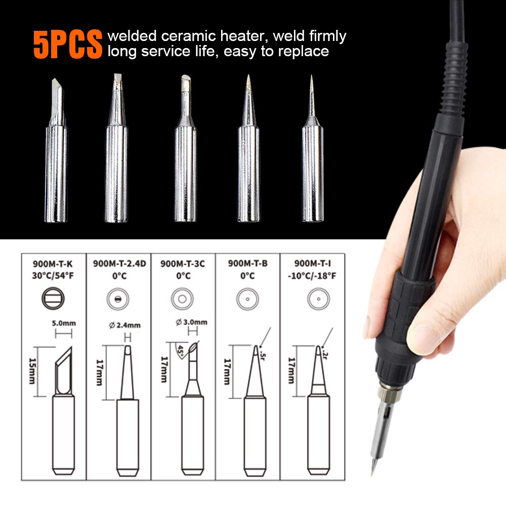 TOAUTO Soldering Station,80W Digital Solder Iron Station Kit with 176°F-896°F Temperature, C/F Func, Auto Standby & Sleep, Temperature Lock,5 Extra Solder Tips, Solder Bracket, Solder Sucker (Orange) TOAUTO